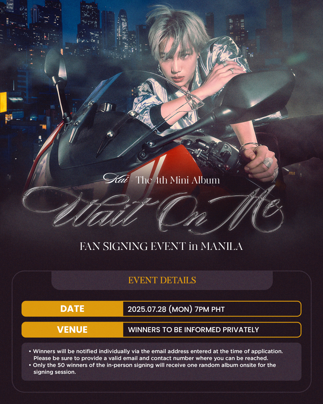 K-EVENT: KAI GOES ALL OUT FOR EXO-Ls: EXO’S KAI TO HOLD SPECIAL FAN SIGNING EVENT IN MANILA FOLLOWING HIS FIRST SOLO CONCERT IN THE PHILIPPINES